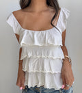 White Tiered Ruffle Top (Small)