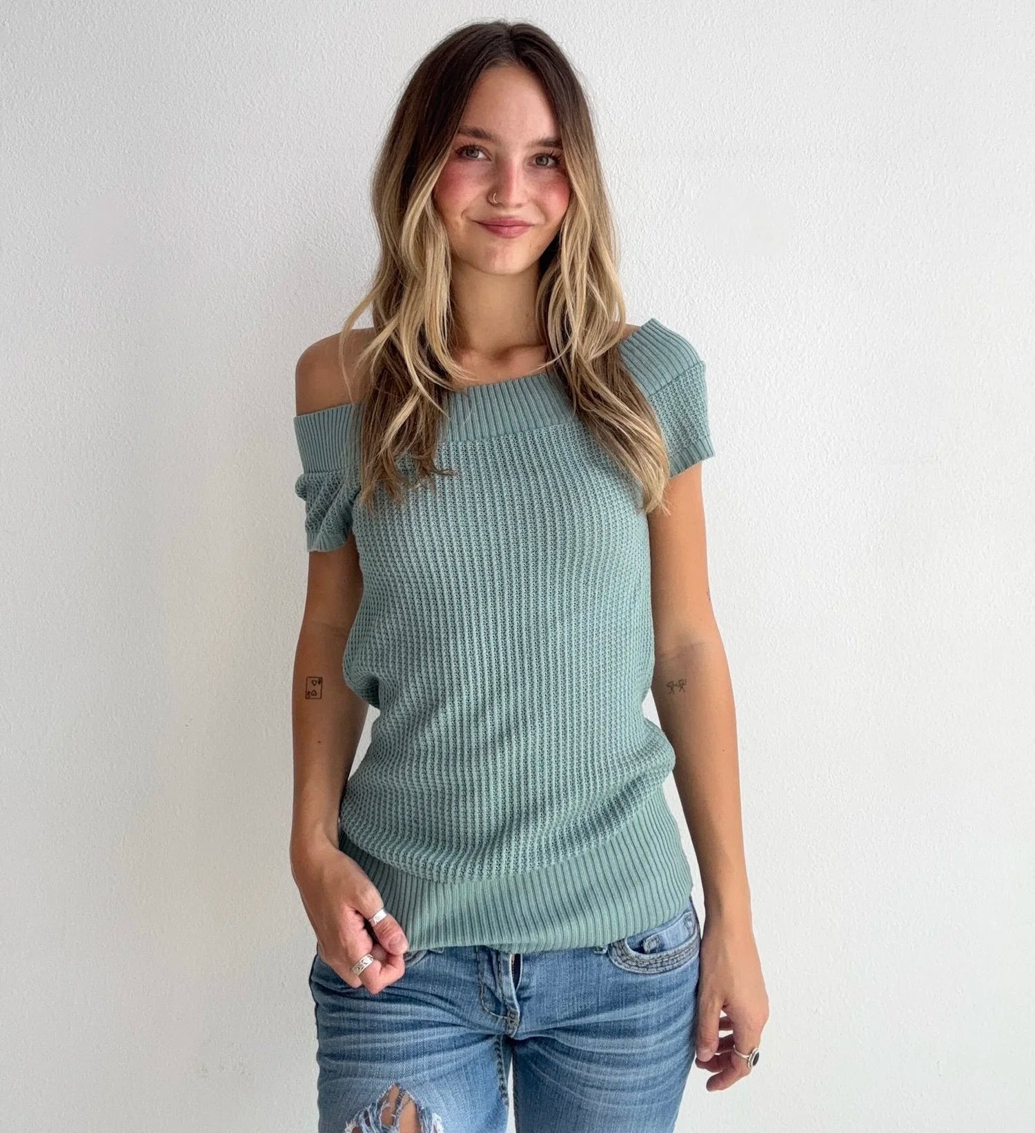 Off the Shoulder Knit Top (Small)