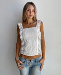 White Smocked Lace Tank (Small)