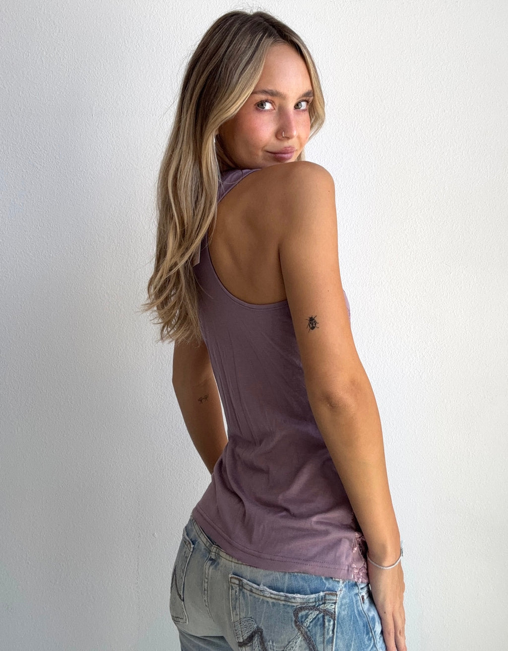 Mauve Sequin Mesh Tank (Small)