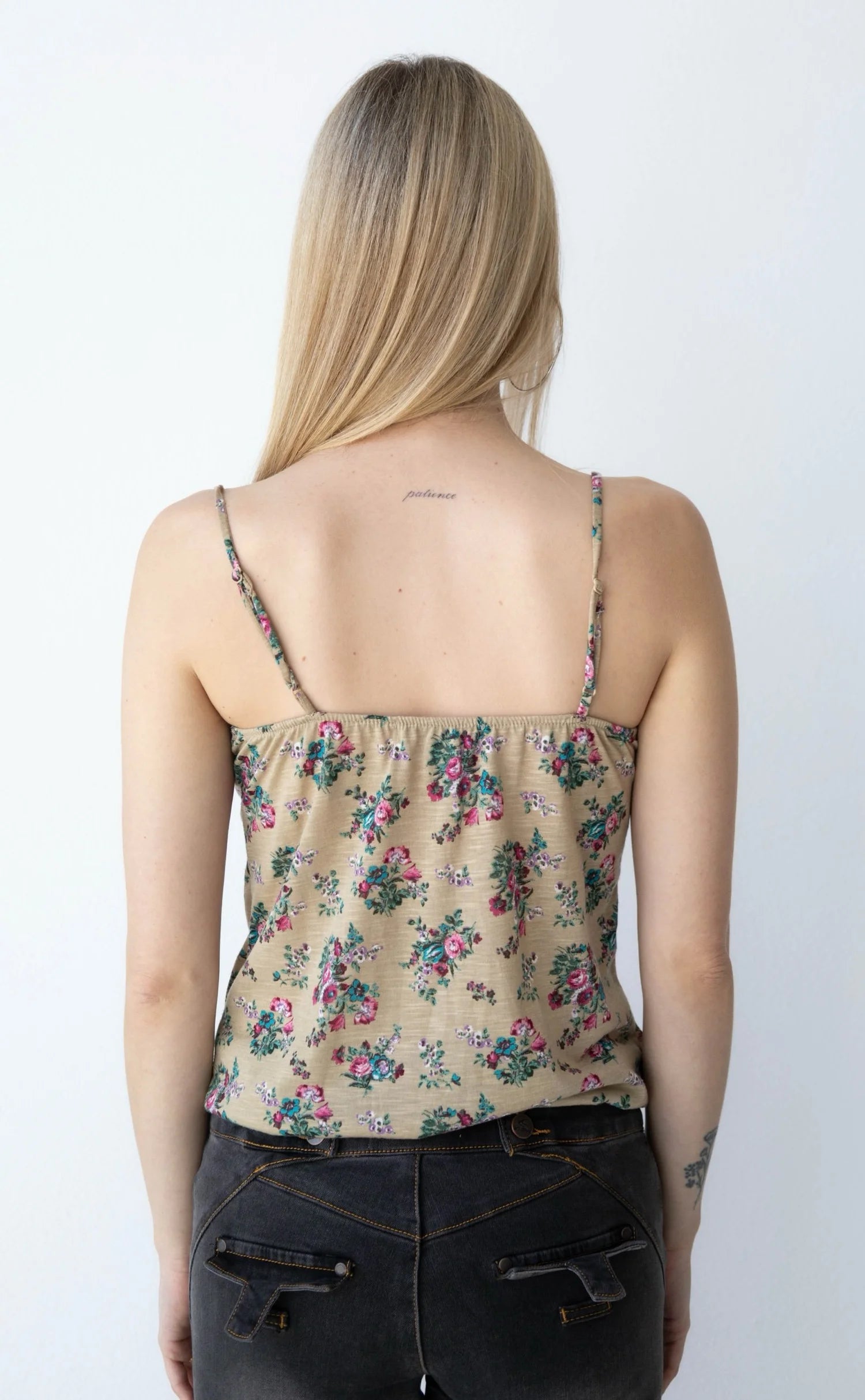 Floral Brown Camisole Ruffle Top (Small)