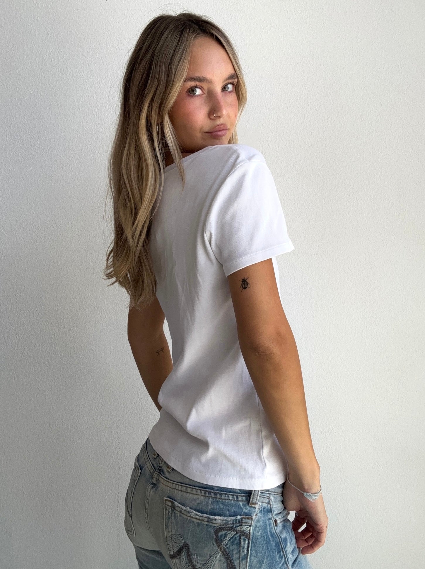 White Polo Ralph Lauren V-Neck Tee (Medium)
