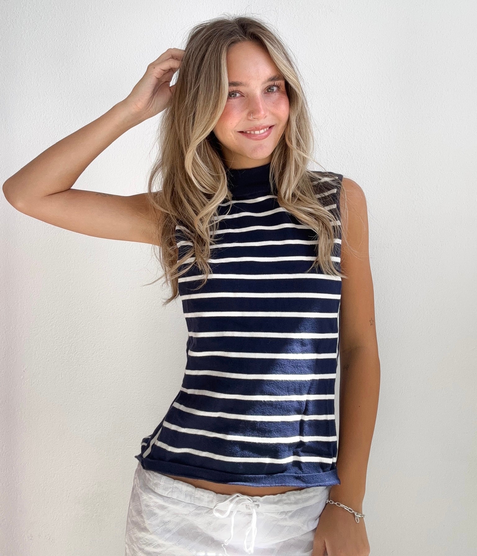 Midnight Sailor Mock Neck Tank (Medium)