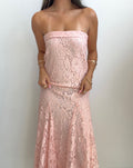 Blush Pink Lace Strapless Maxi Dress (Small)