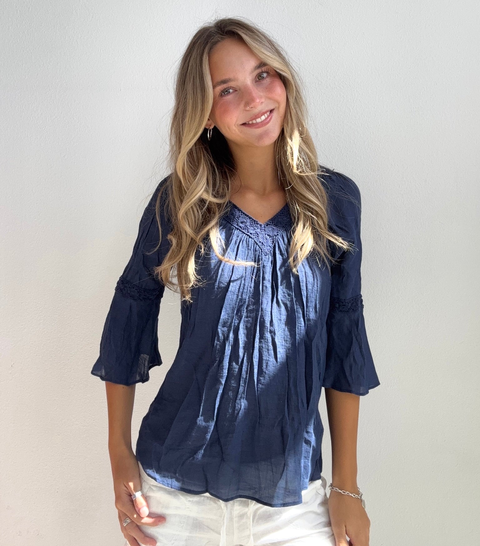 Blue Jean Baby Peasant Blouse (XS)