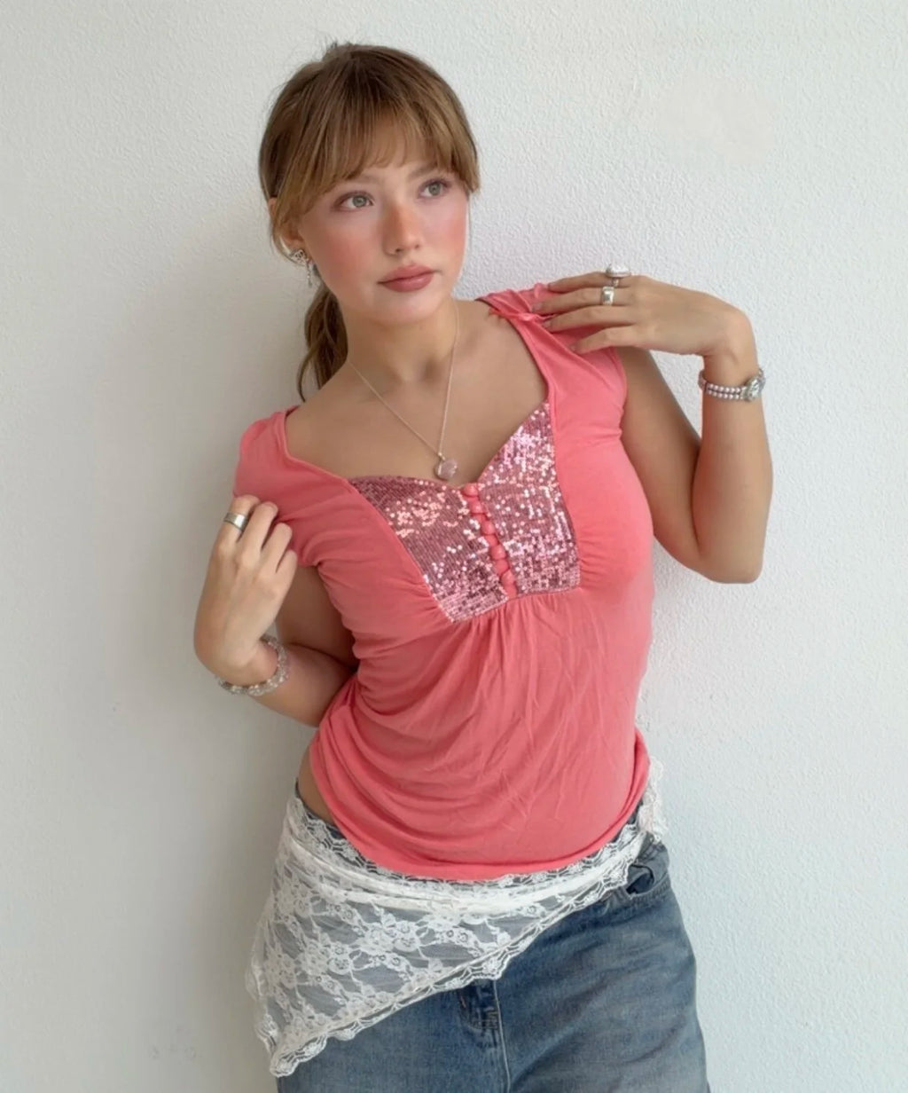 Sequin 2000’s Bustier Top (Medium)