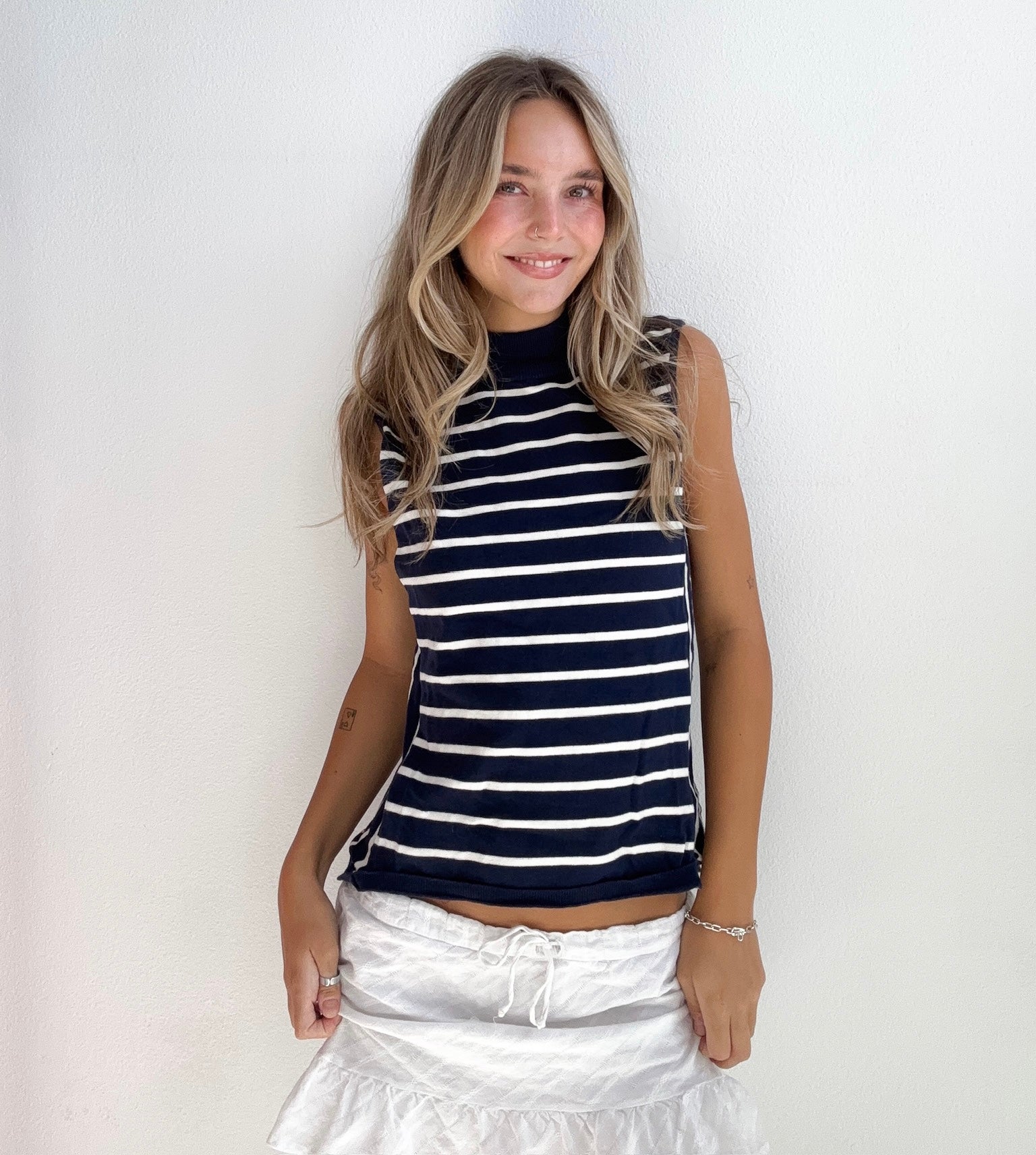 Midnight Sailor Mock Neck Tank (Medium)