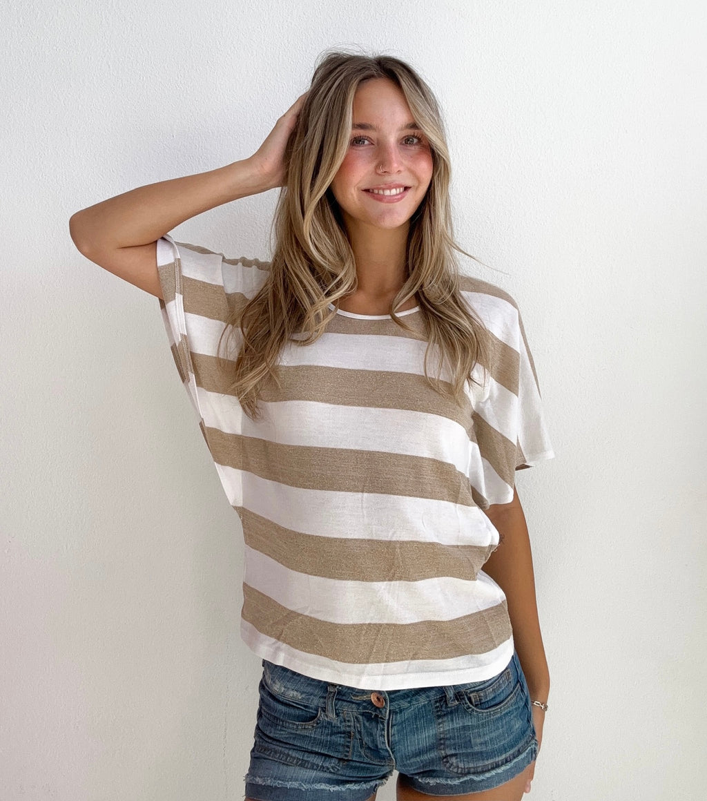 French Riviera Flutter Sleeve Top (Small)