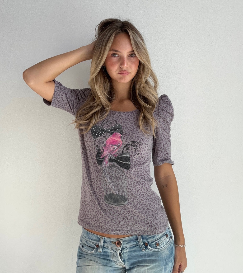 Purple Bird Graphic Top (Medium)