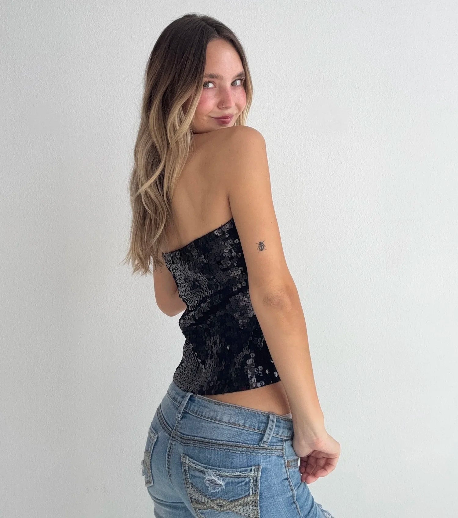 Black Sequin Tube Top (Large)