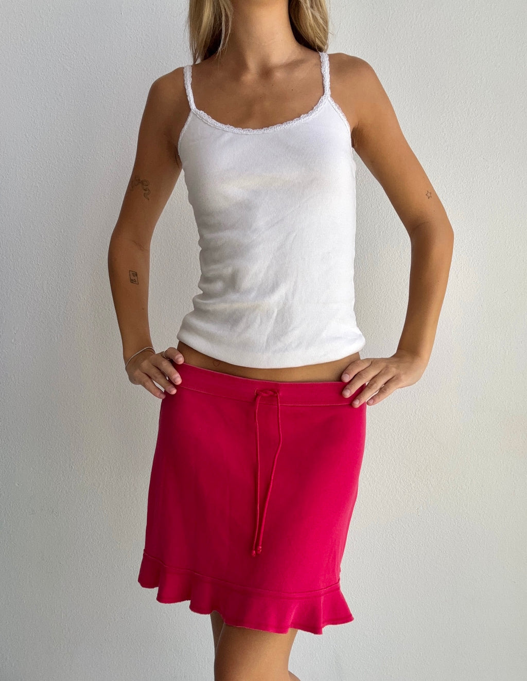 Hot Pink Ruffle Mini Skirt (Medium)