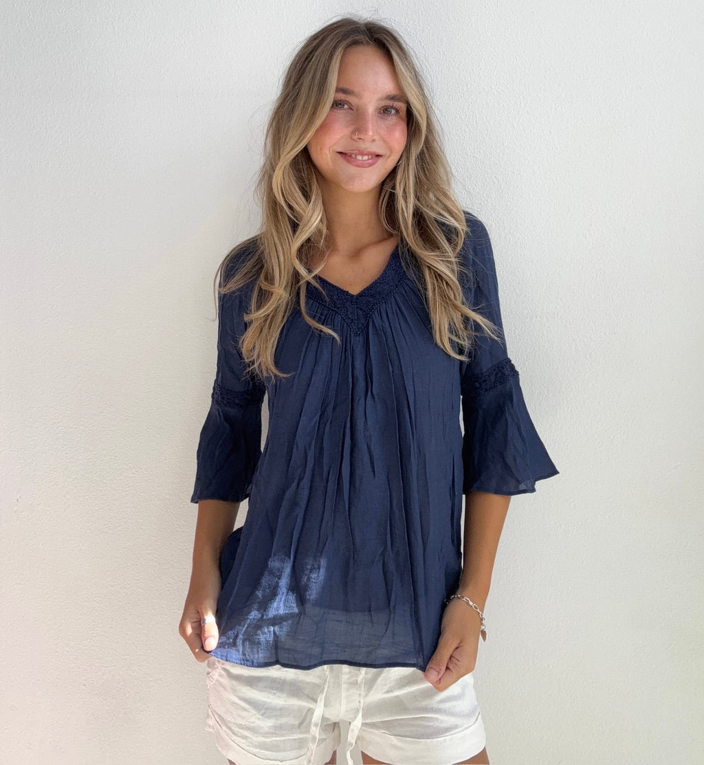 Blue Jean Baby Peasant Blouse (XS)