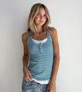 Layered Blue Striped Tank (Small)