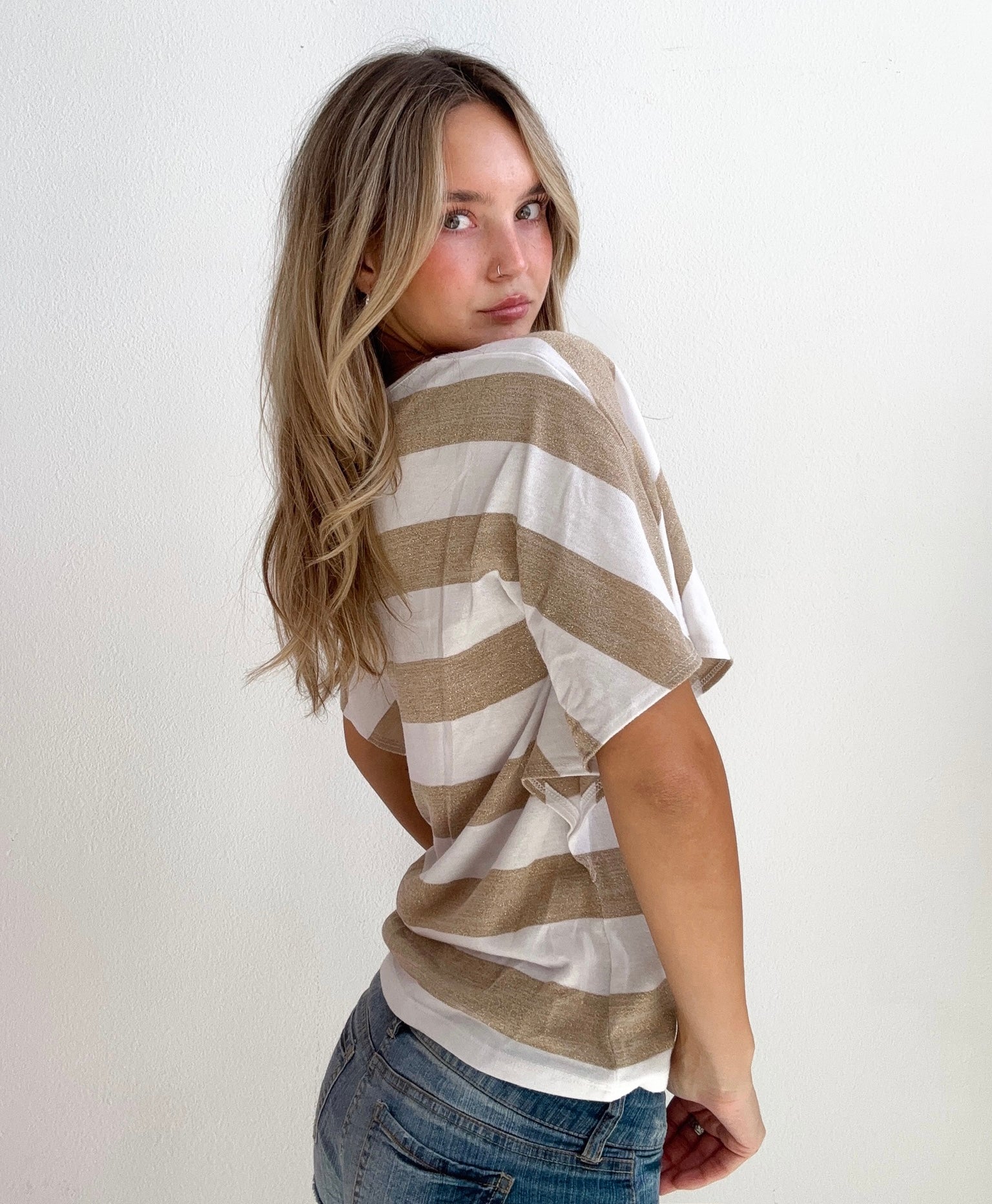 French Riviera Flutter Sleeve Top (Small)