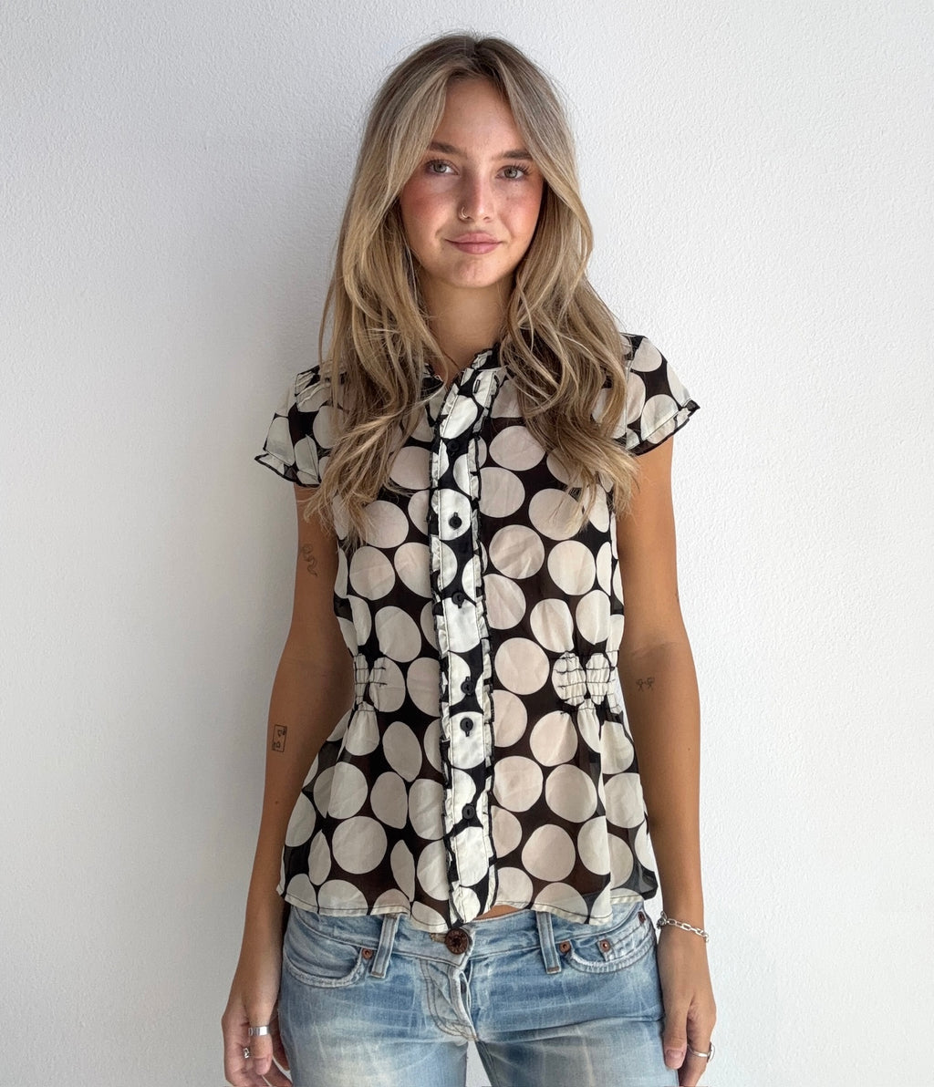 Polka Dot Sheer Blouse (Small)