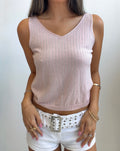 Blush Rhinestone Knit Tank (Small)