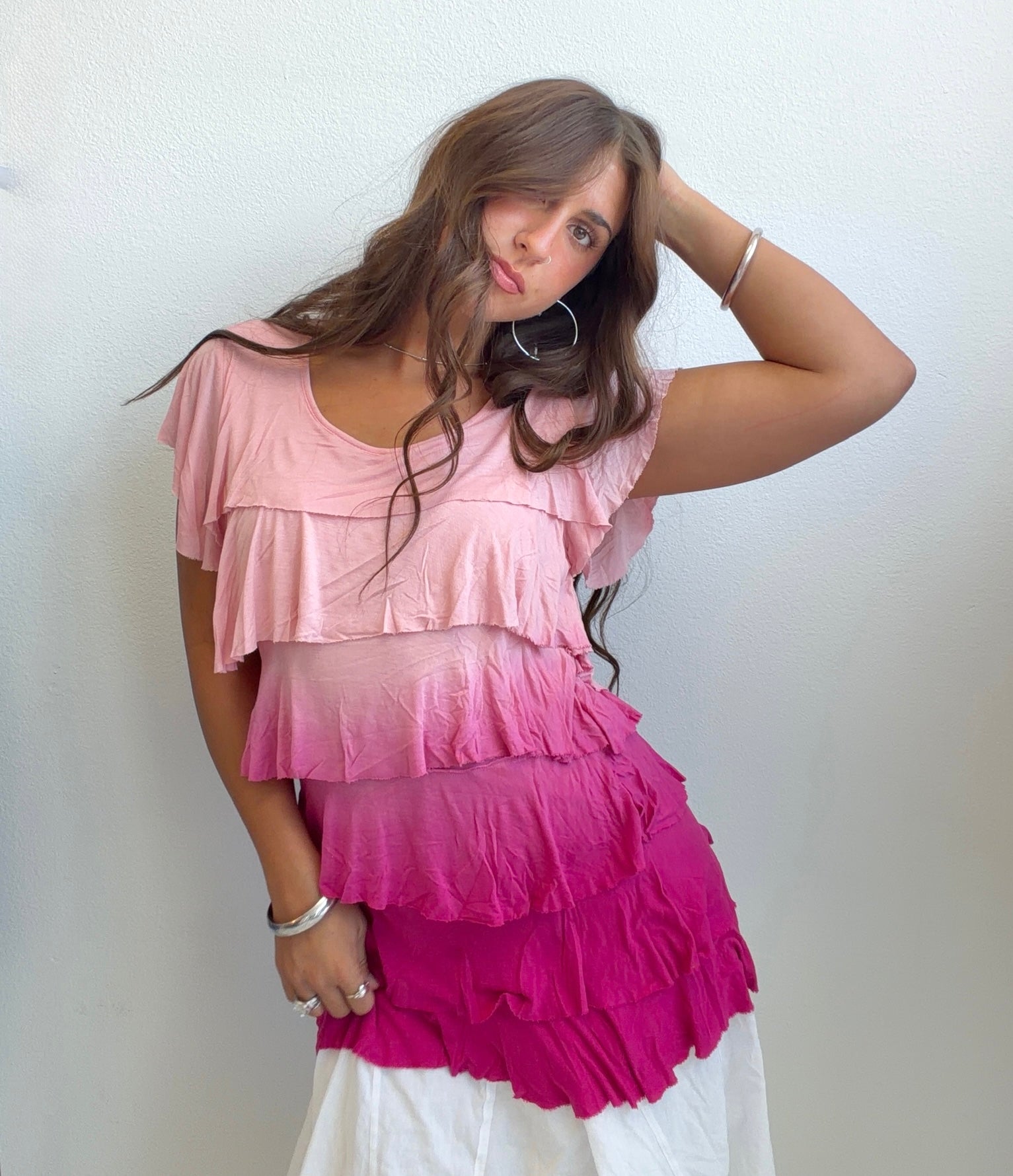 Pink Ombré Ruffle Tunic (S/M)