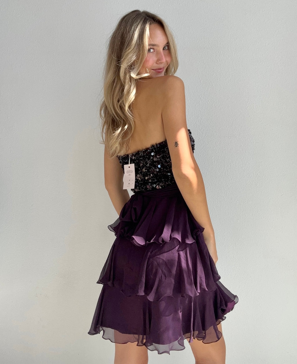 Dark Plum Sequin Party Dress (XS )