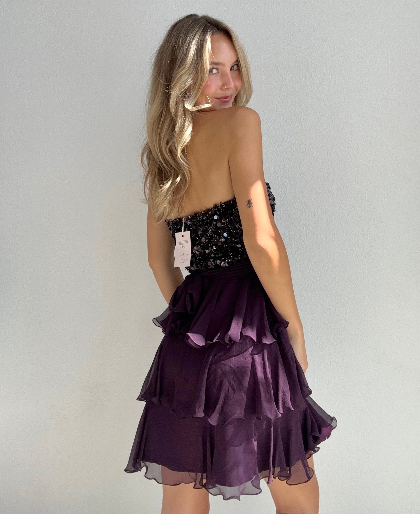 Dark Plum Sequin Party Dress (XS )