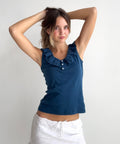 Ruffle Henley Tank Top (Small)
