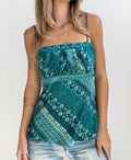 Green Paisley Floral Boho Cami (Small)