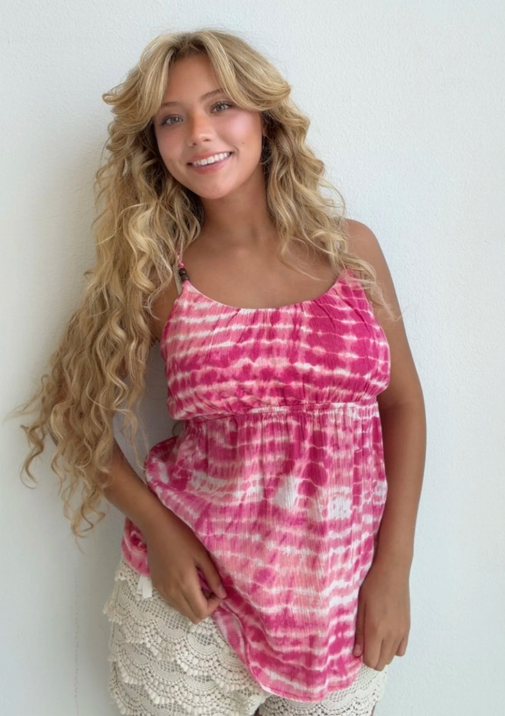 Pink Tie Dye Babydoll Tank (Small)