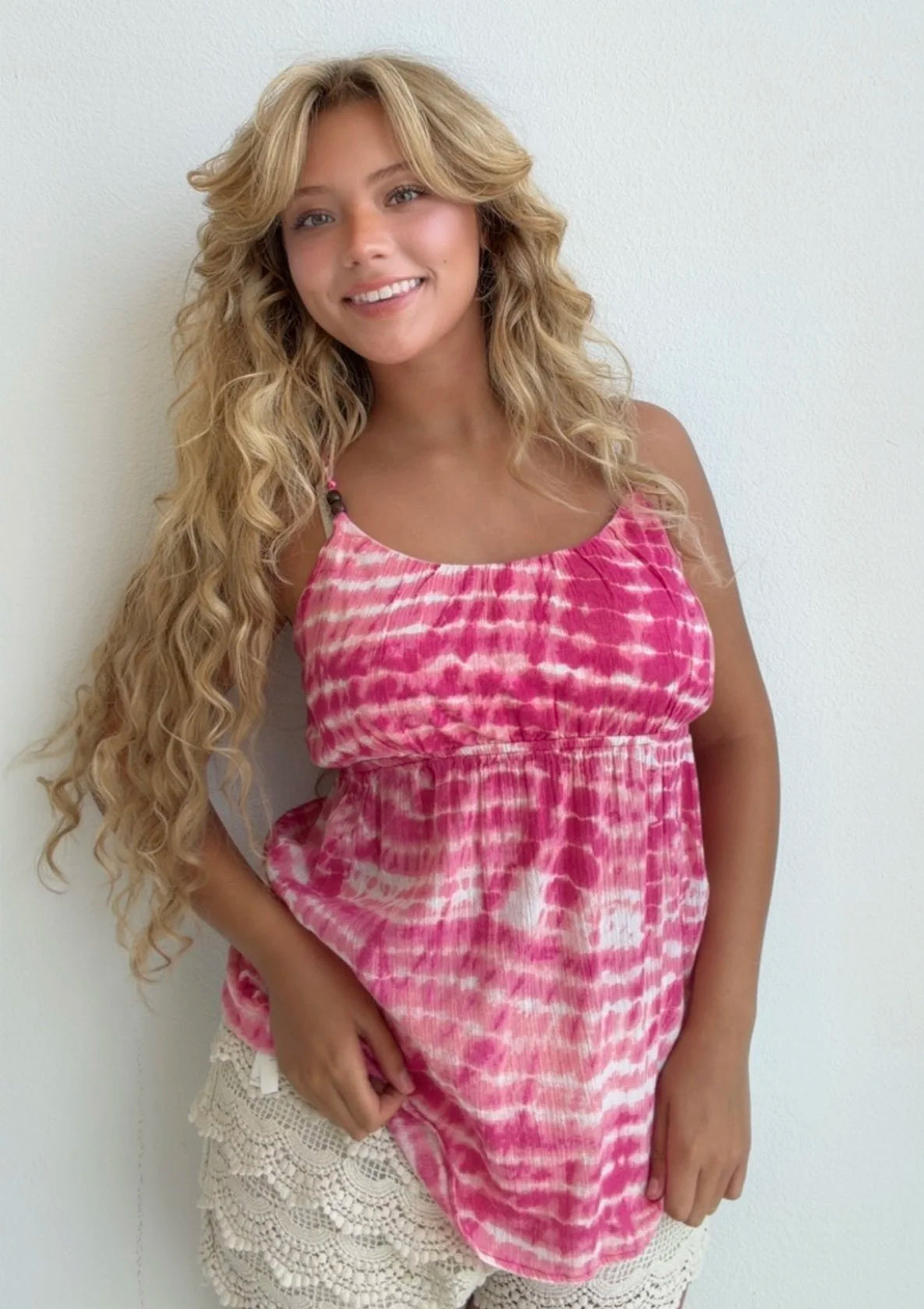 Pink Tie Dye Babydoll Tank (Small)