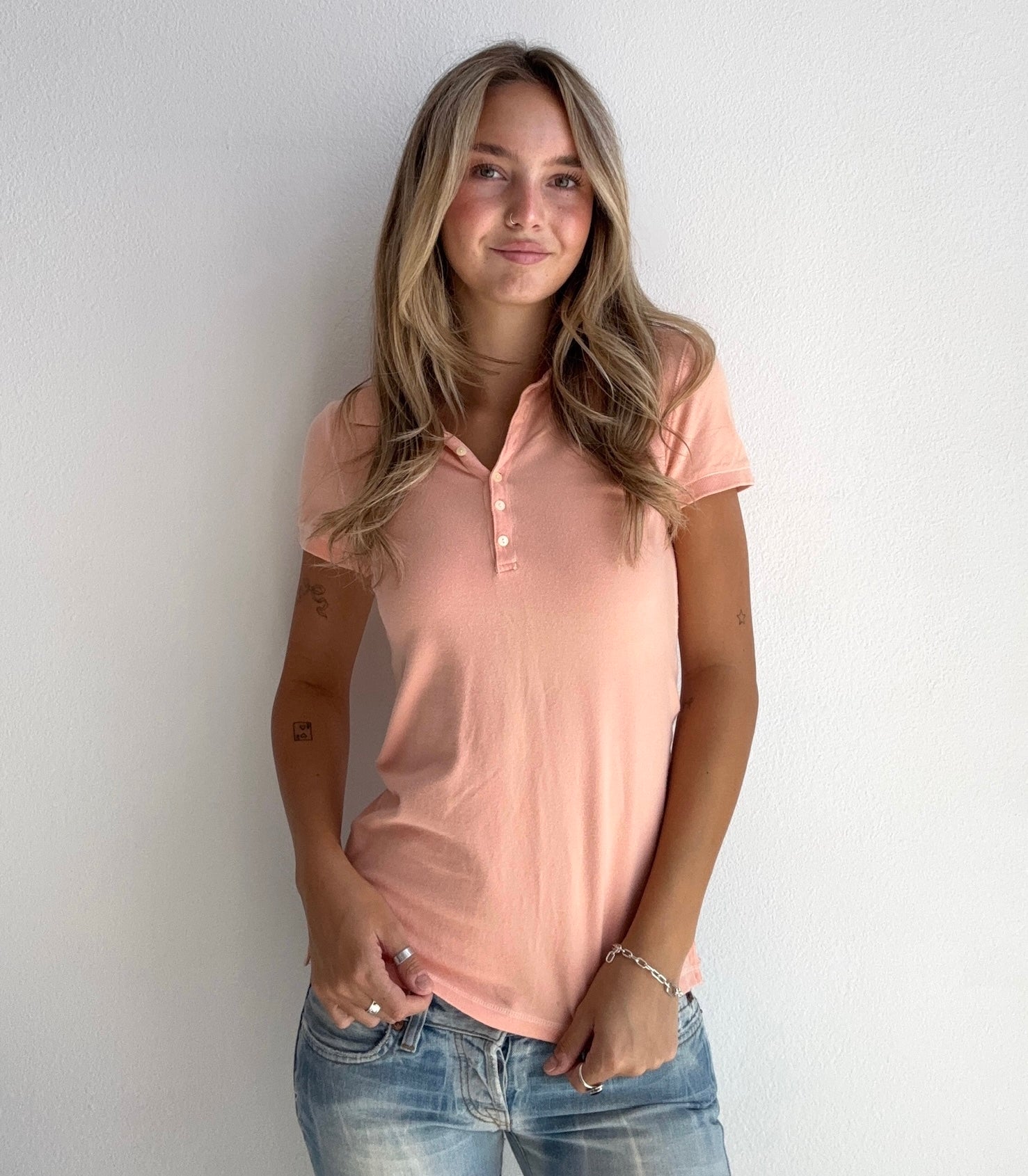 Peachy Pink Polo Tee (Medium)