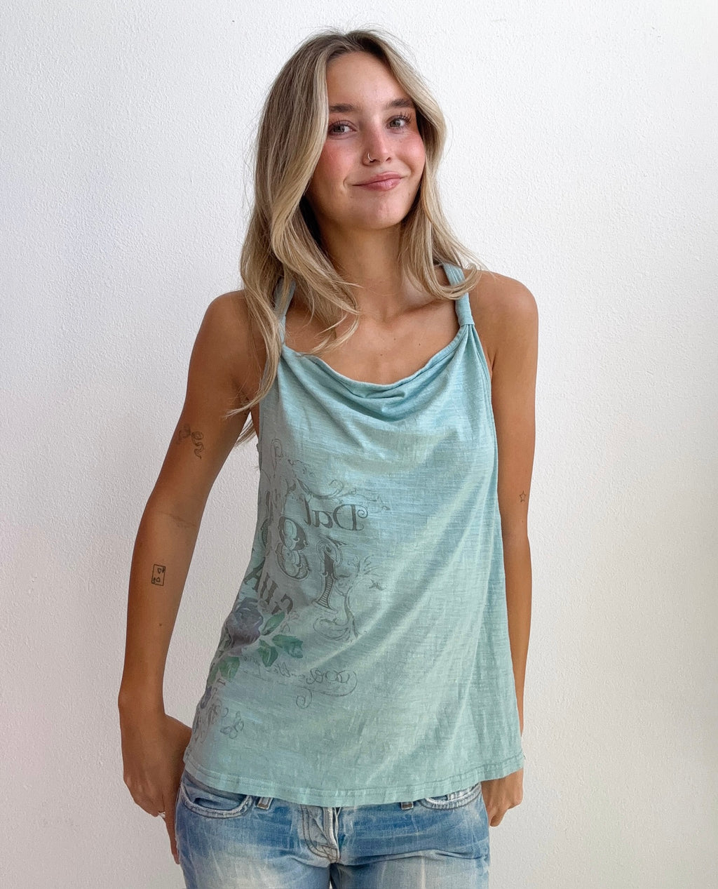 Sea Glass Cowl Neck Tank (Medium)