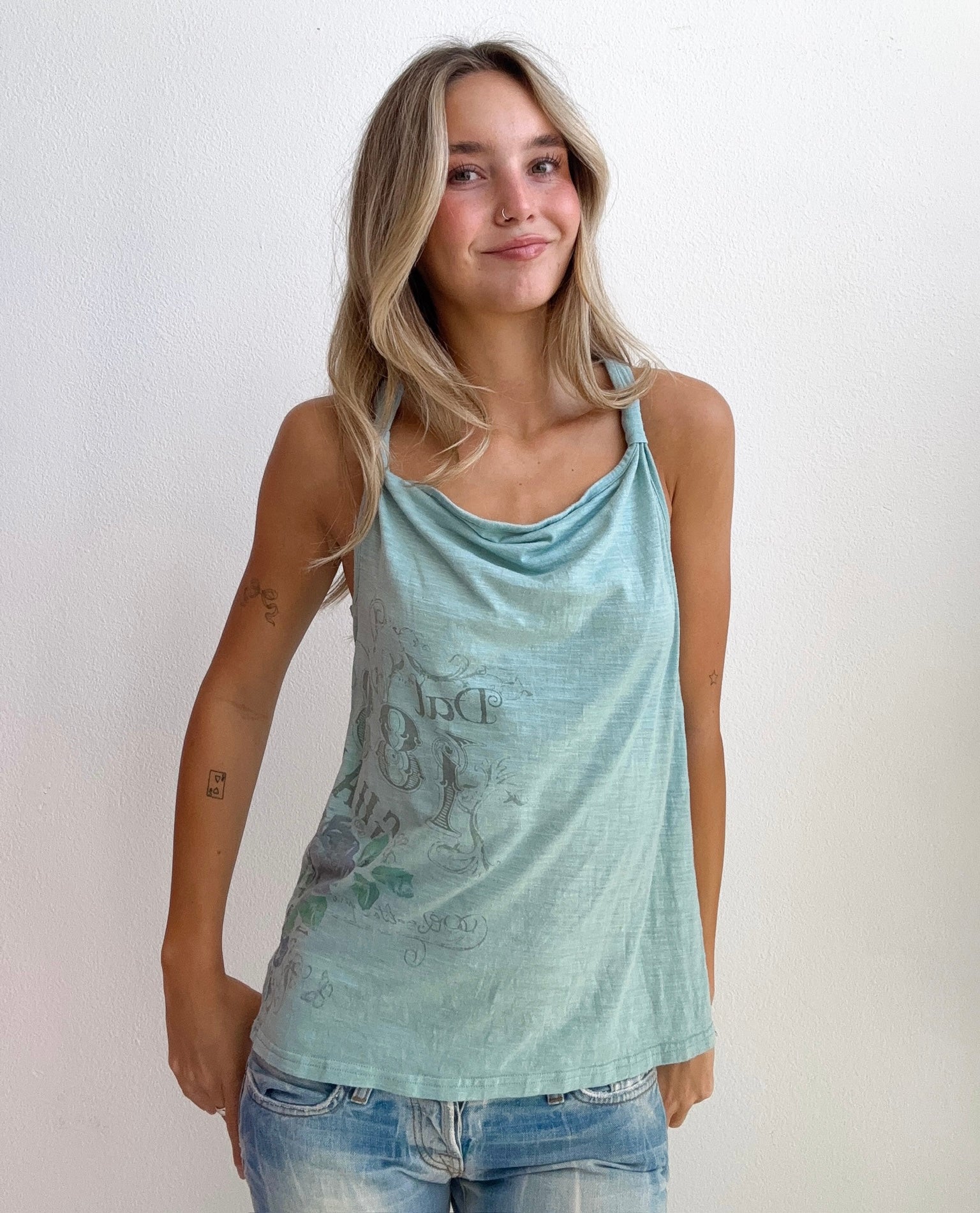 Sea Glass Cowl Neck Tank (Medium)