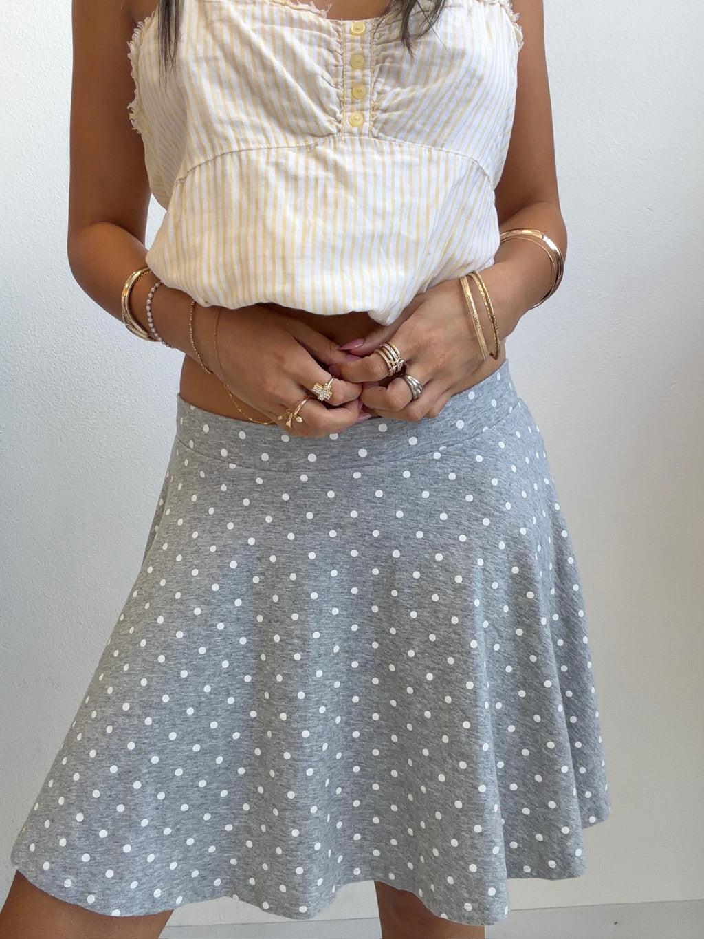Grey Polka Dot Skater Skirt (XS/S)