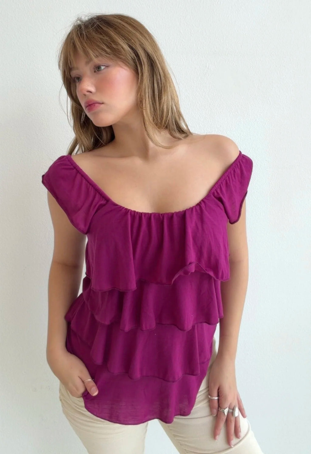 Raspberry Ruffle Romance Top (Small)
