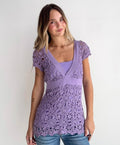 Crochet Lace Silk Blouse Top (Medium)