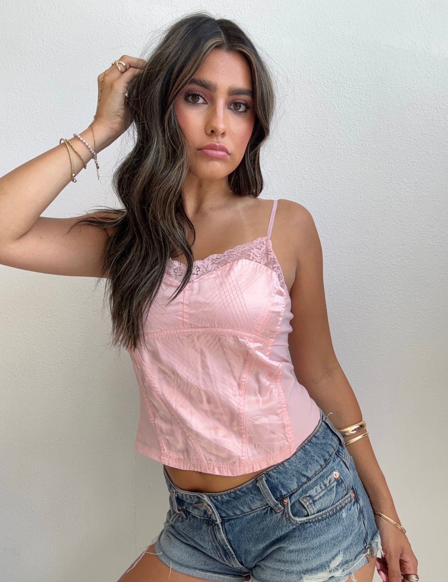 Blush Satin Lace Cami (Medium)