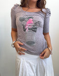 Birdcage Graphic Puff Sleeve Tee (Small)