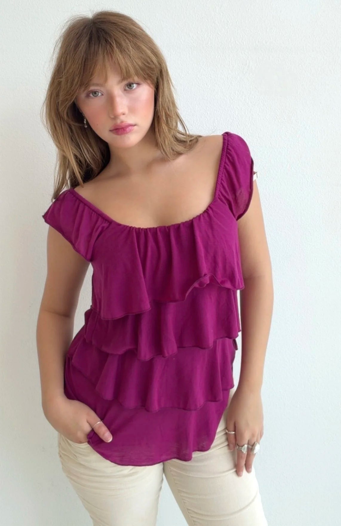 Raspberry Ruffle Romance Top (Small)