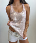 Blush Velvet Sequin Tank Top (Small)