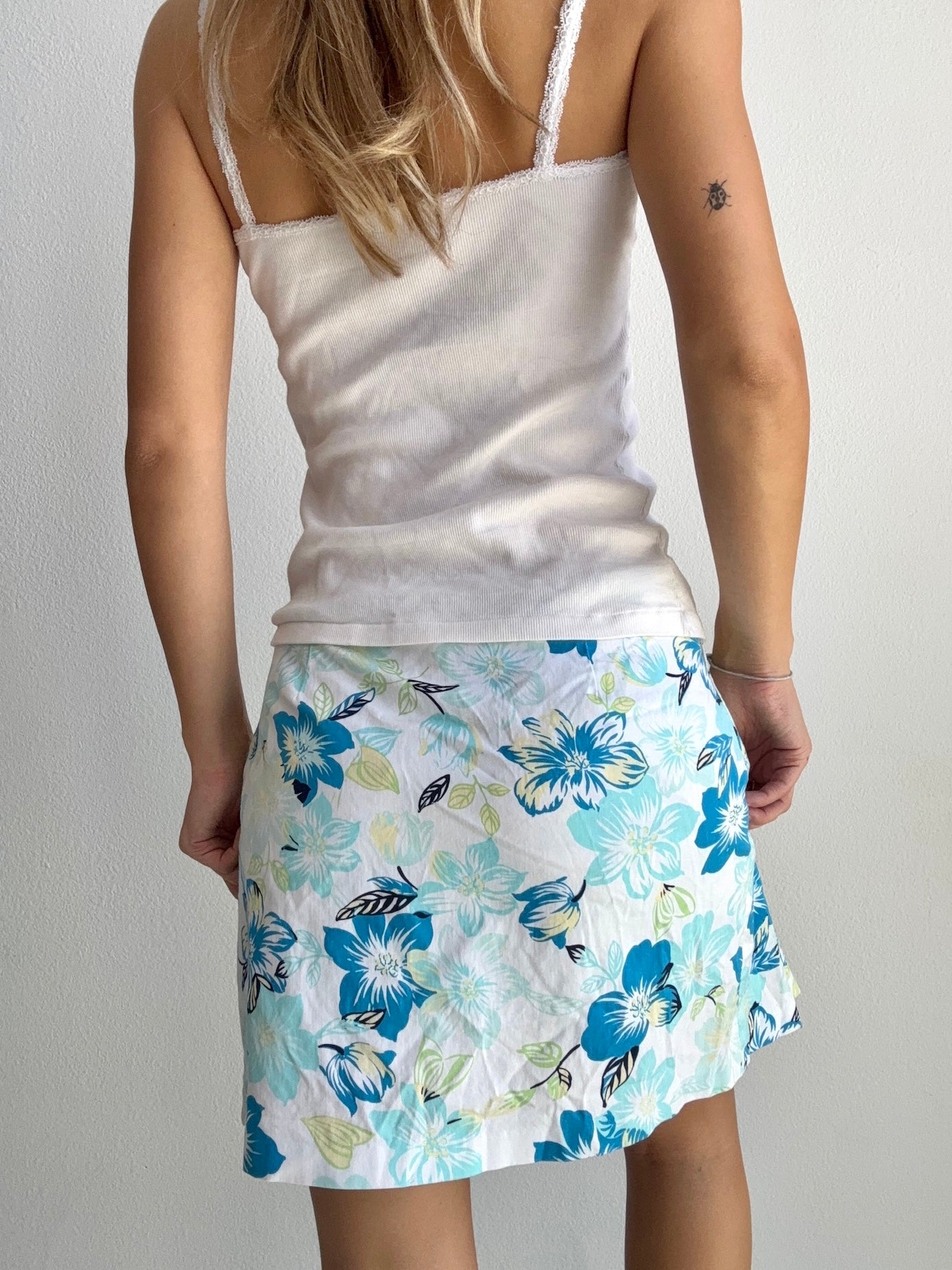 Blue Floral Mini Skirt (Small)