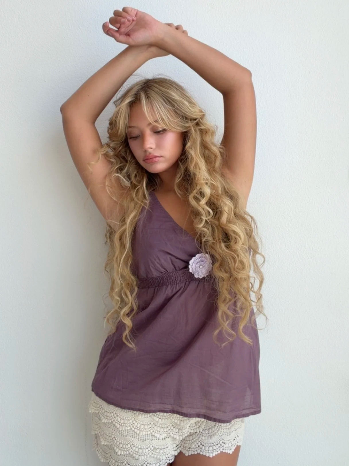 Lavender Bloom Babydoll Top (Small)
