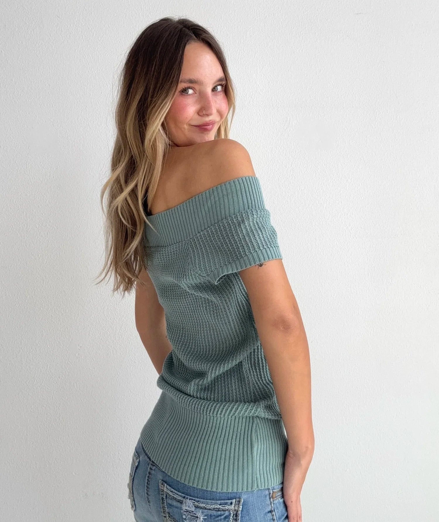 Off the Shoulder Knit Top (Small)