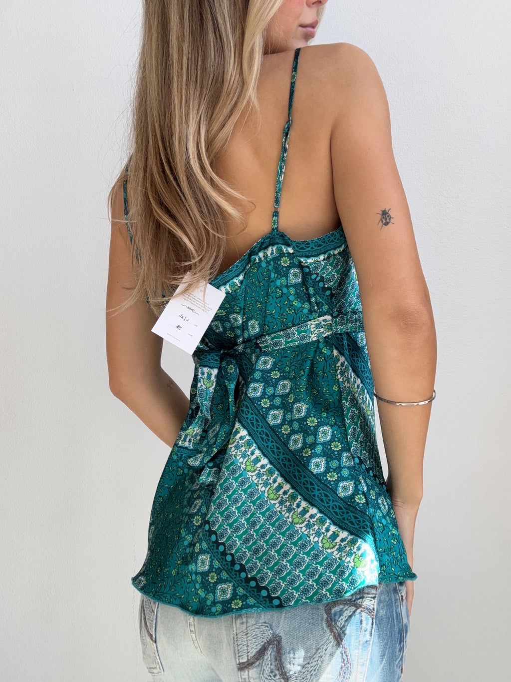 Green Paisley Floral Boho Cami (Small)