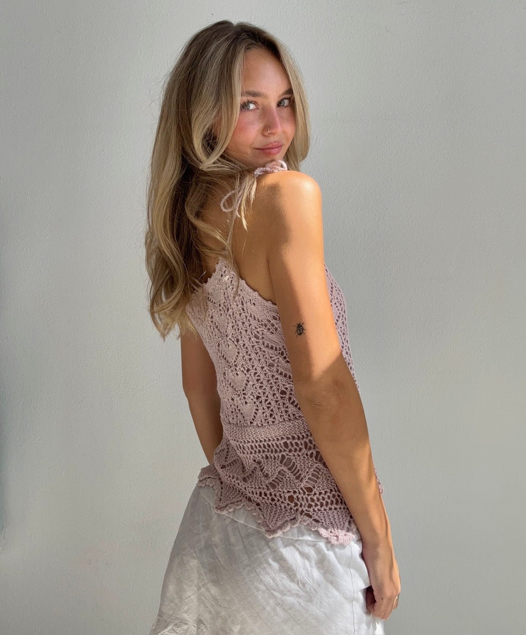 Blush Crochet Knit Tank (Small)