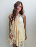 Cream Lace Pleated Swing Dress (XS)