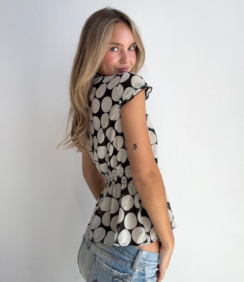Polka Dot Sheer Blouse (Small)