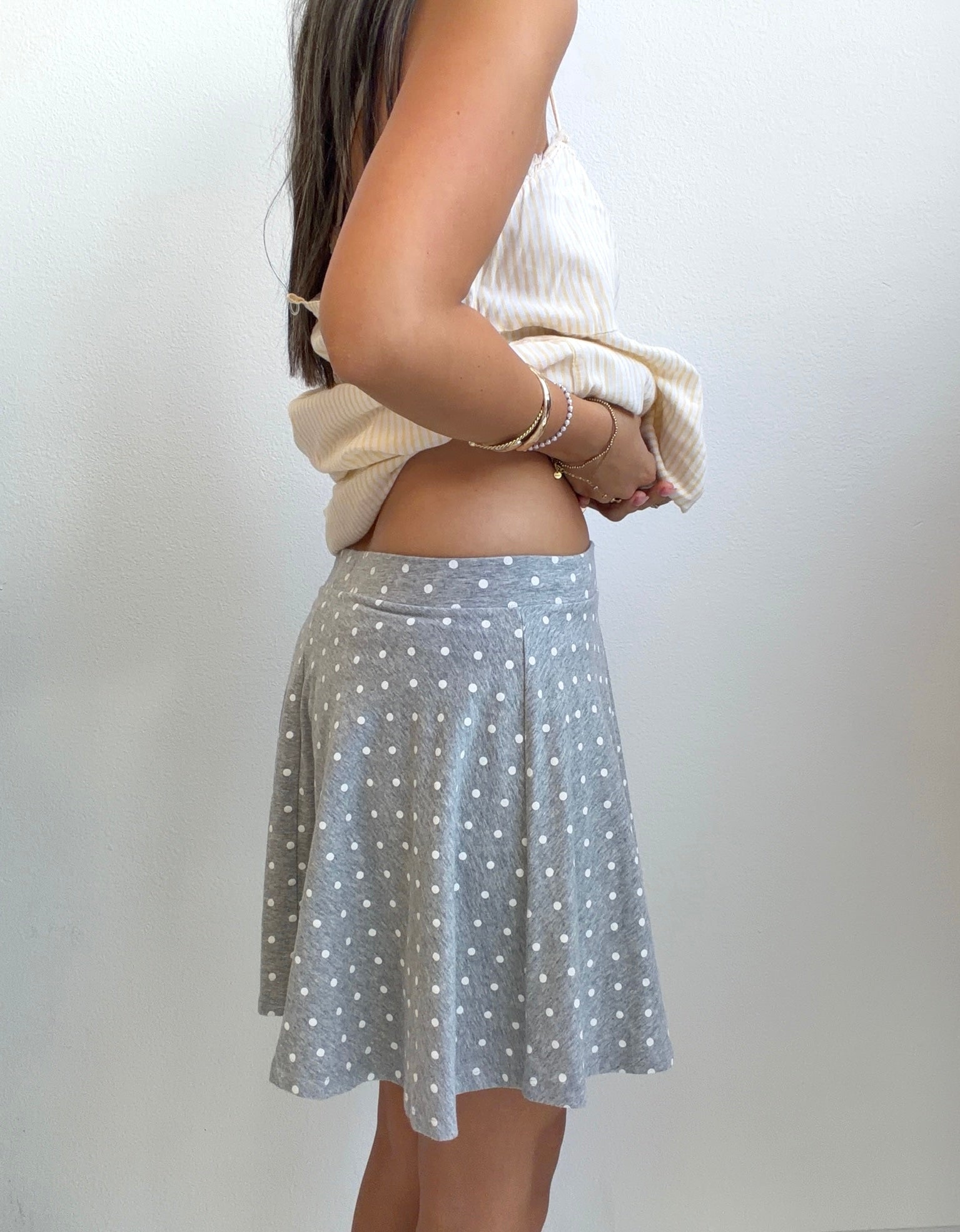 Grey Polka Dot Skater Skirt (XS/S)