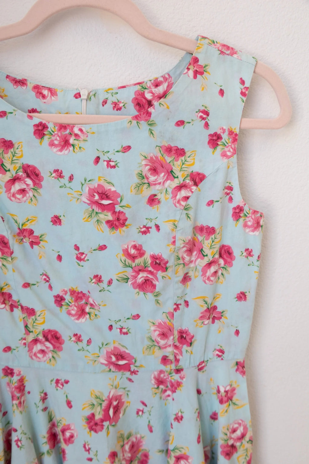 Blue Floral Midi Dress (Small)