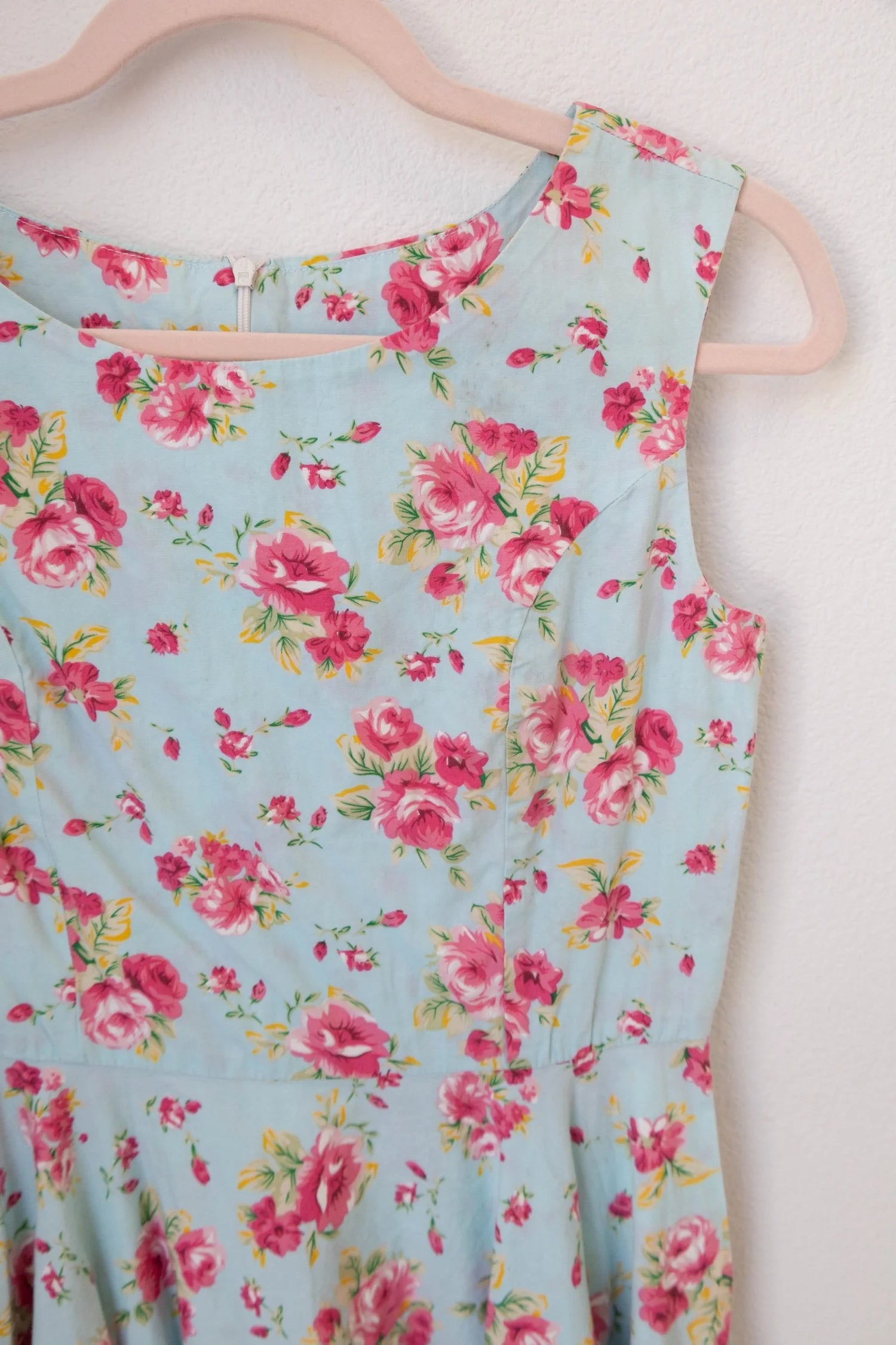 Blue Floral Midi Dress (Small)