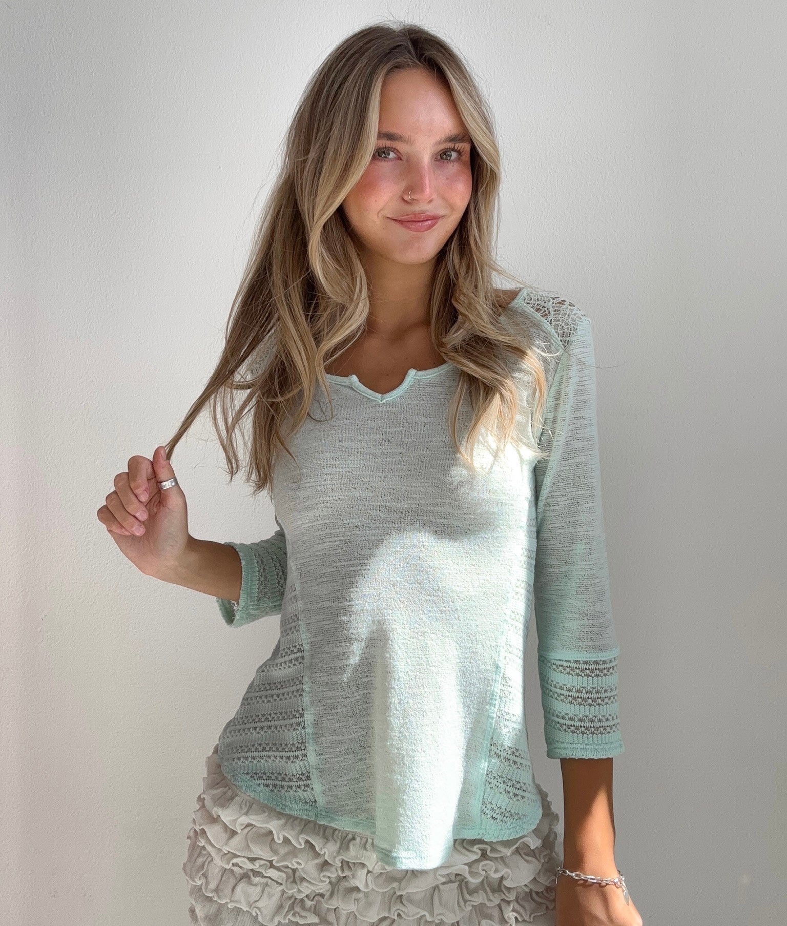 Seafoam Lace Top (Small)