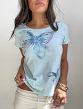 Butterfly Rhinestone Baby Tee (Medium)