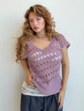 Lavender Open-Knit Sweater Top (XL)